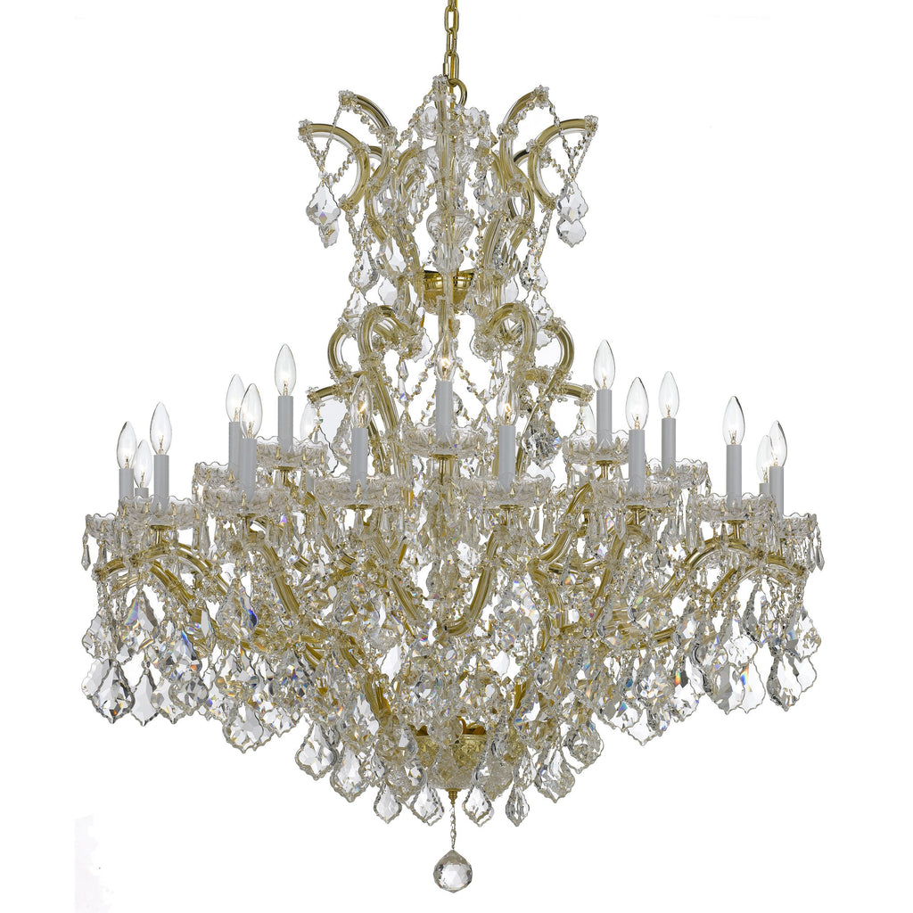 25 Light Gold Crystal Chandelier Draped In Clear Spectra Crystal - C193-4424-GD-CL-SAQ