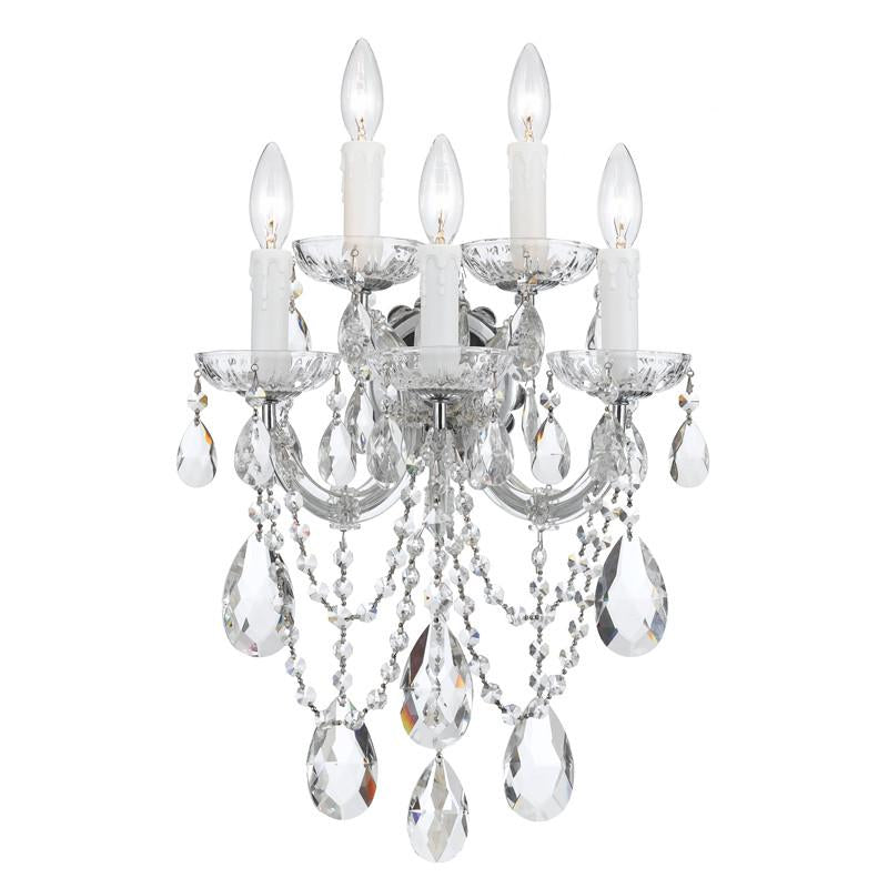 5 Light Polished Chrome Crystal Sconce Draped In Clear Hand Cut Crystal - C193-4425-CH-CL-MWP