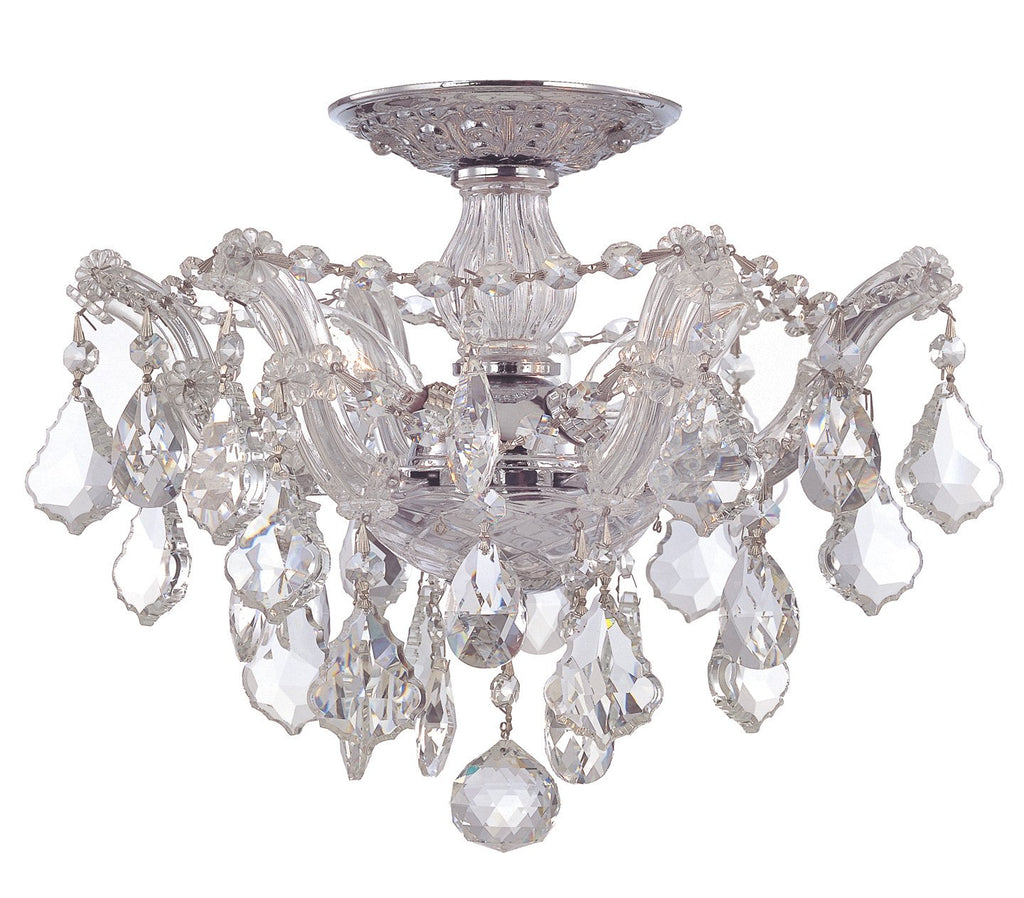 3 Light Polished Chrome Crystal Ceiling Mount Draped In Clear Spectra Crystal - C193-4430-CH-CL-SAQ