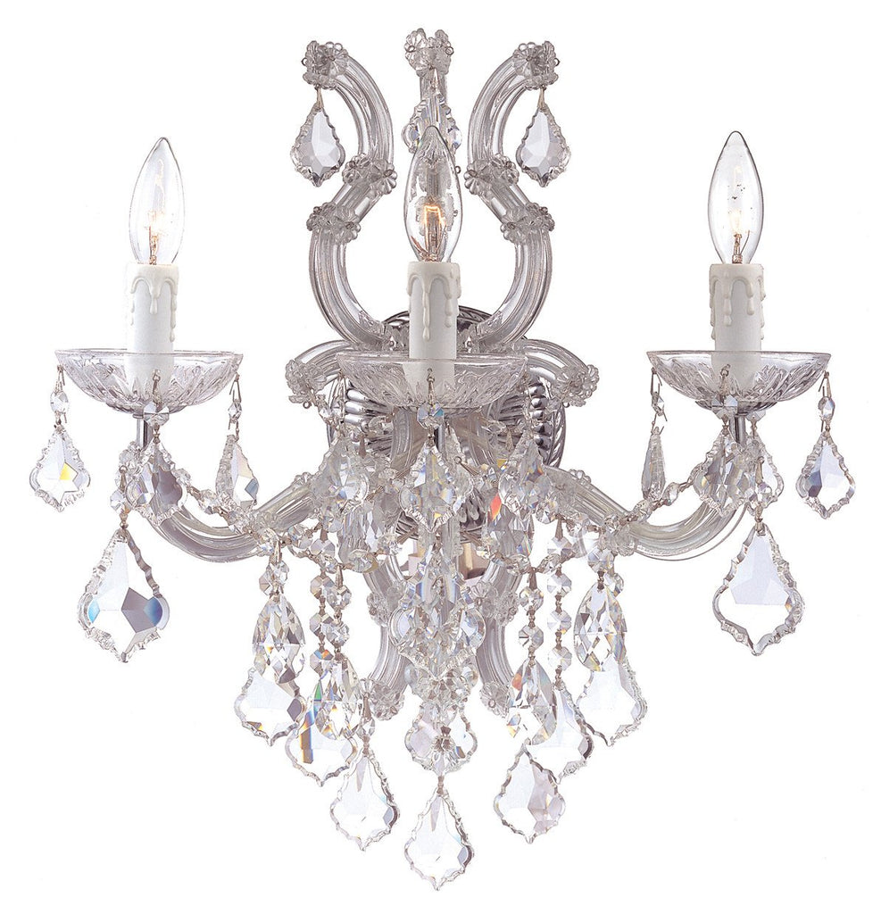 3 Light Polished Chrome Crystal Sconce Draped In Clear Spectra Crystal - C193-4433-CH-CL-SAQ