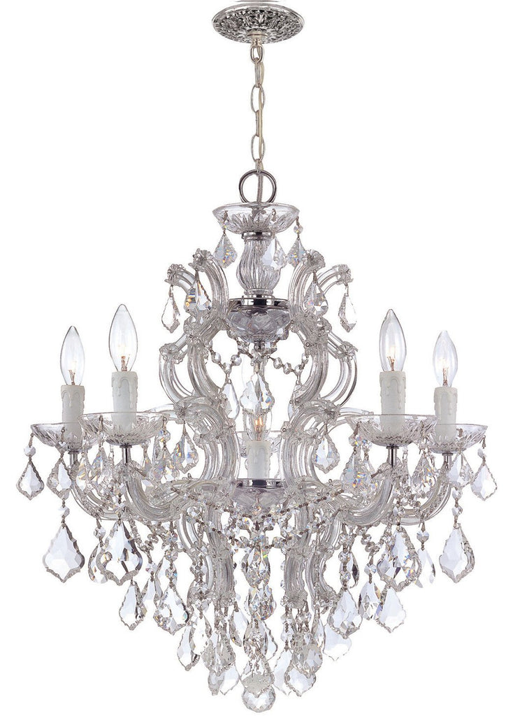 6 Light Polished Chrome Crystal Chandelier Draped In Clear Spectra Crystal - C193-4435-CH-CL-SAQ
