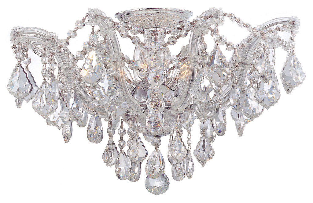 5 Light Polished Chrome Crystal Ceiling Mount Draped In Clear Hand Cut Crystal - C193-4437-CH-CL-MWP