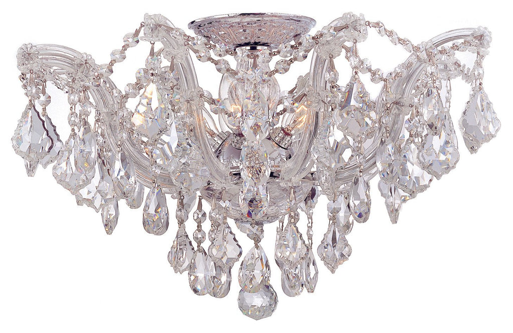 5 Light Polished Chrome Crystal Ceiling Mount Draped In Clear Swarovski Strass Crystal - C193-4437-CH-CL-S