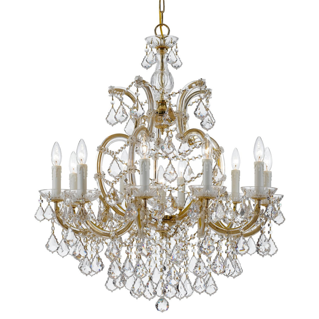 11 Light Gold Crystal Chandelier Draped In Clear Hand Cut Crystal - C193-4438-GD-CL-MWP