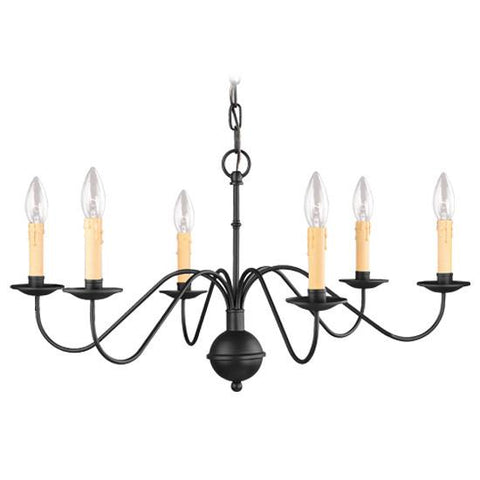 Livex Heritage 6 Light Black Chandelier - C185-4450-04