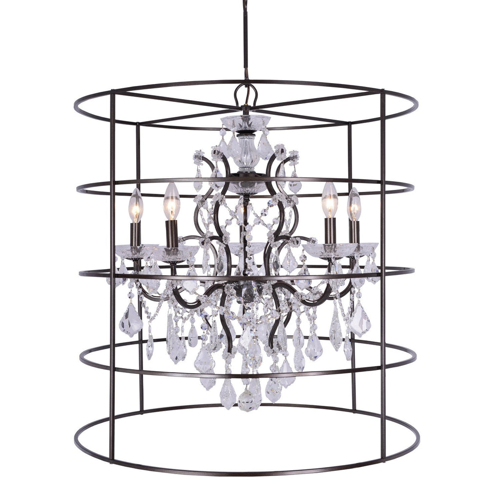 5 Light Vibrant Bronze Modern Chandelier Draped In Clear Spectra Crystal - C193-4450-VZ-CL-SAQ