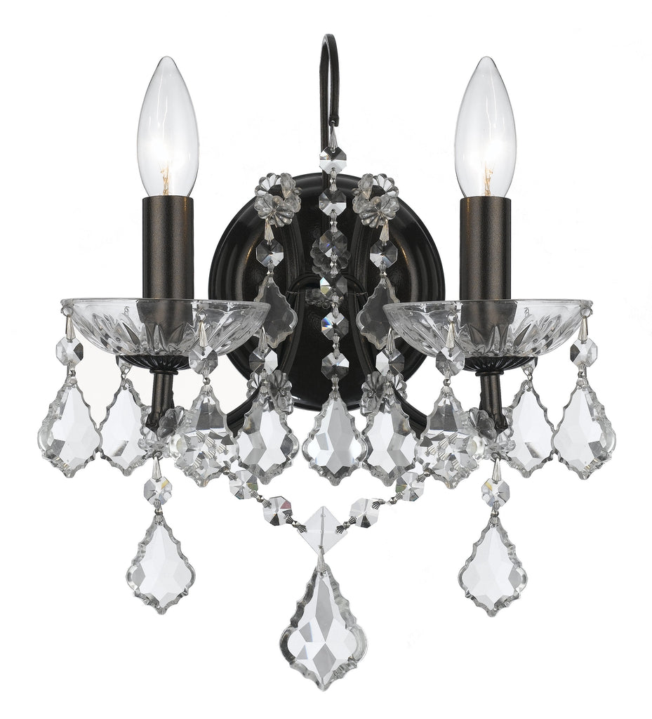 2 Light Vibrant Bronze Modern Sconce Draped In Clear Hand Cut Crystal - C193-4452-VZ-CL-MWP