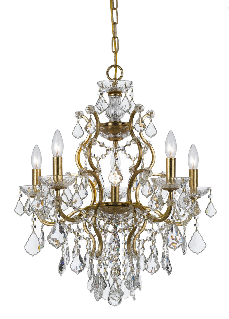 6 Light Antique Gold Modern Chandelier Draped In Clear Hand Cut Crystal - C193-4455-GA-CL-MWP