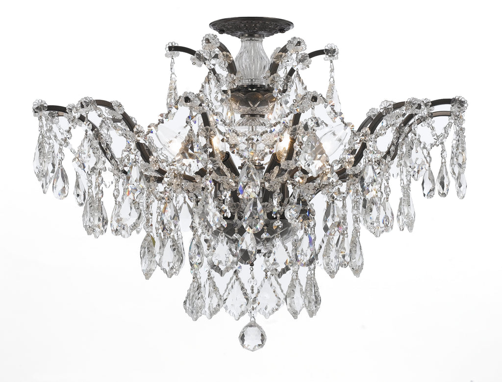6 Light Vibrant Bronze Modern Ceiling Mount Draped In Clear Hand Cut Crystal - C193-4459-VZ-CL-MWP_CEILING