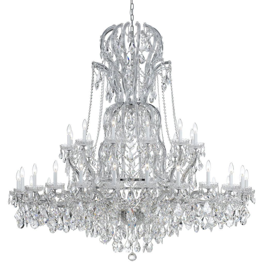 37 Light Polished Chrome Crystal Chandelier Draped In Clear Spectra Crystal - C193-4460-CH-CL-SAQ