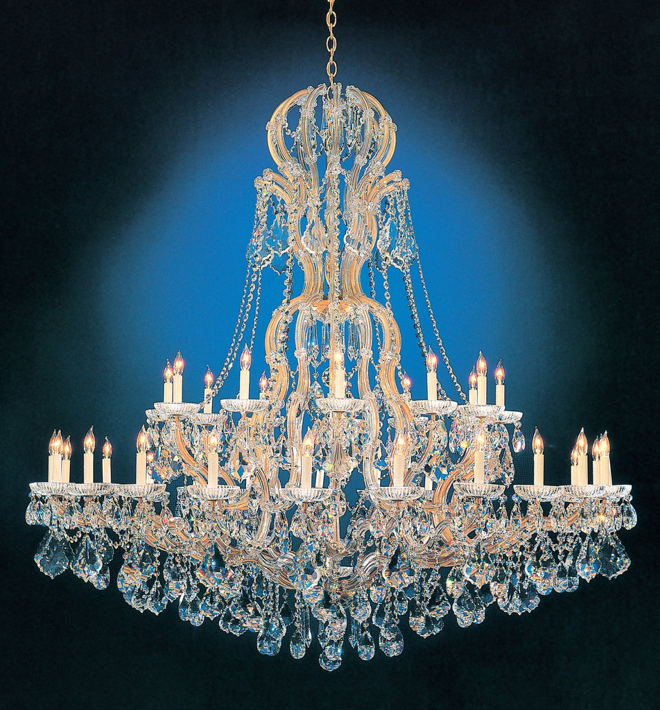 37 Light Gold Crystal Chandelier Draped In Clear Hand Cut Crystal - C193-4460-GD-CL-MWP
