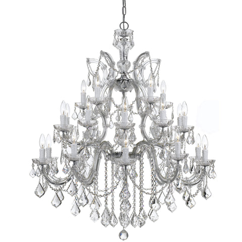 26 Light Polished Chrome Crystal Chandelier Draped In Clear Hand Cut Crystal - C193-4470-CH-CL-MWP