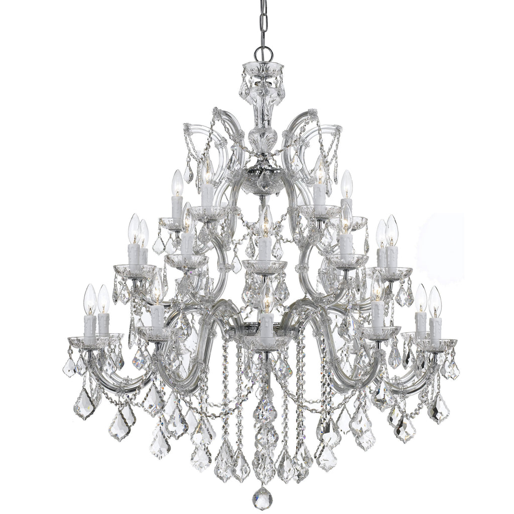 26 Light Polished Chrome Crystal Chandelier Draped In Clear Spectra Crystal - C193-4470-CH-CL-SAQ