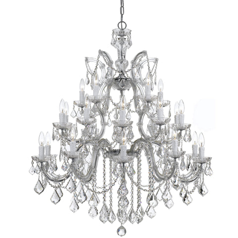 26 Light Polished Chrome Crystal Chandelier Draped In Clear Spectra Crystal - C193-4470-CH-CL-SAQ