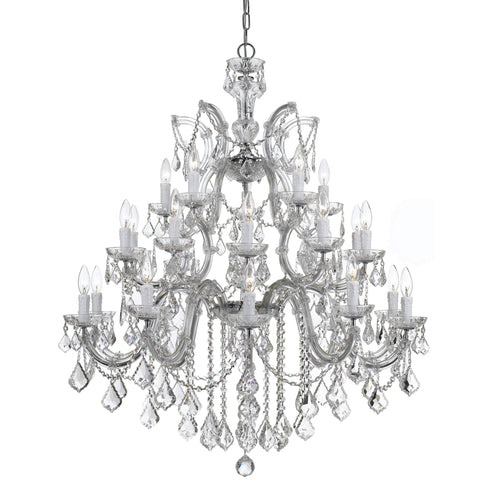 26 Light Polished Chrome Crystal Chandelier Draped In Clear Swarovski Strass Crystal - C193-4470-CH-CL-S