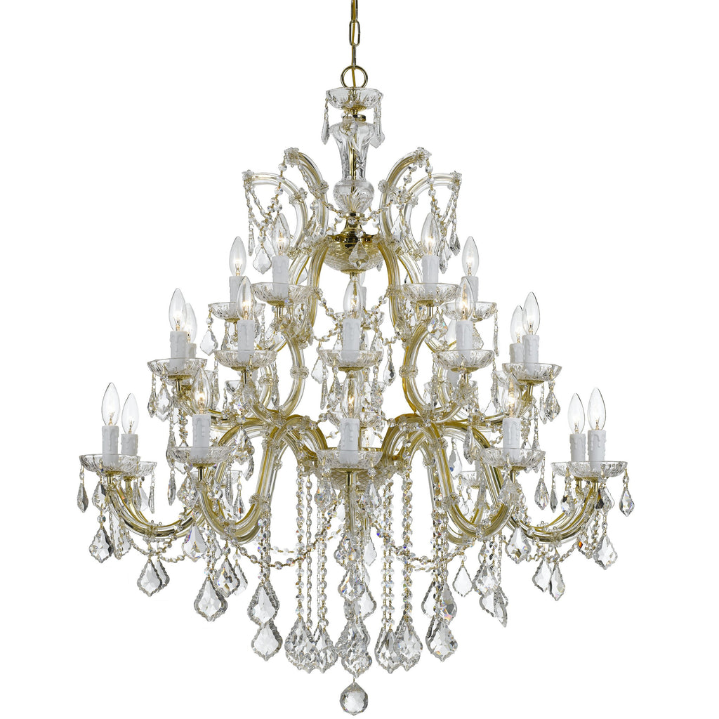26 Light Gold Crystal Chandelier Draped In Clear Hand Cut Crystal - C193-4470-GD-CL-MWP