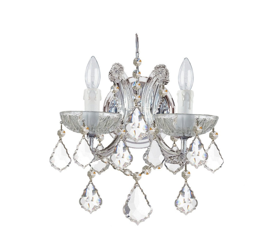 2 Light Polished Chrome Crystal Sconce Draped In Clear Italian Crystal - C193-4472-CH-CL-I