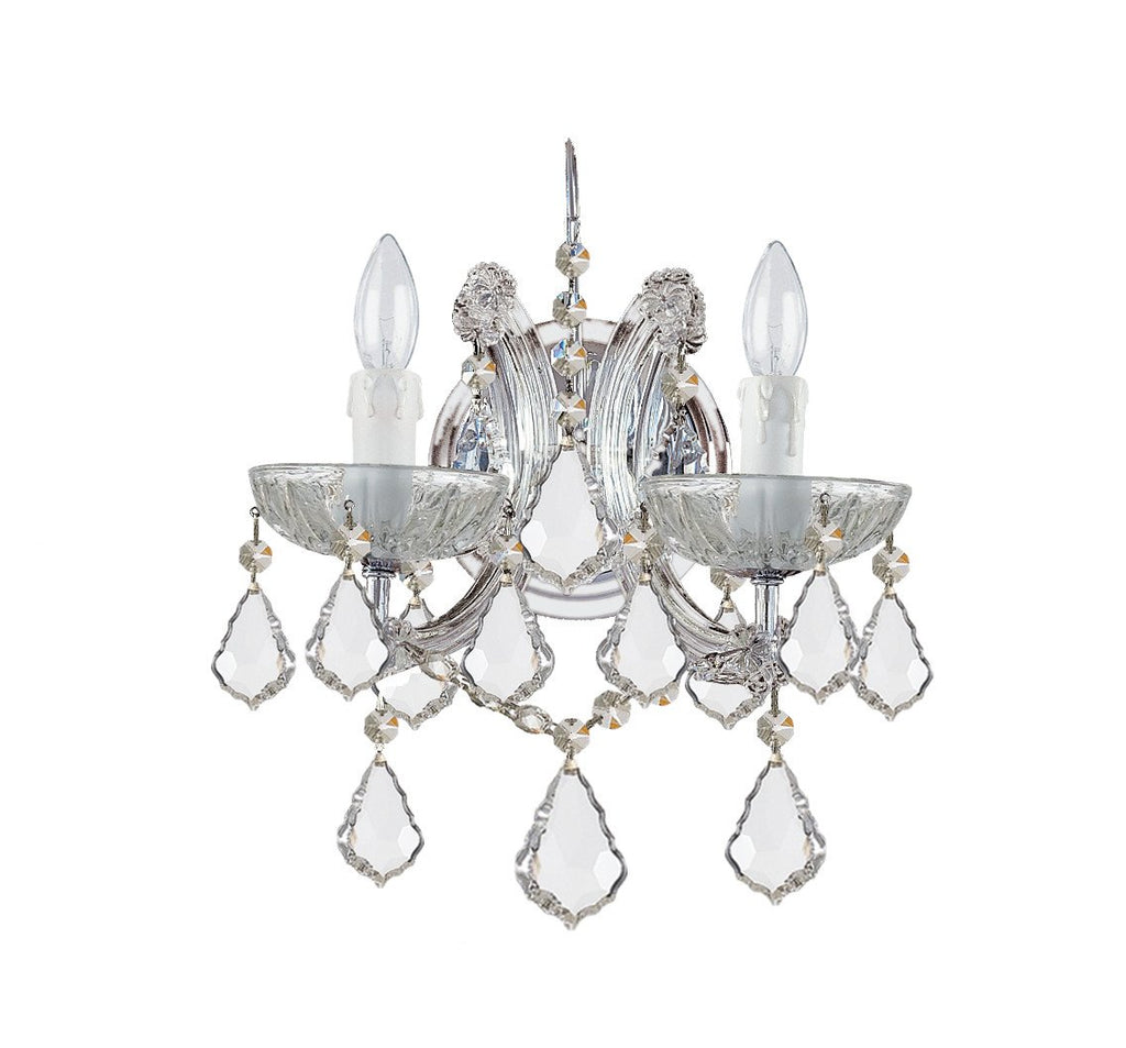 2 Light Polished Chrome Crystal Sconce Draped In Clear Swarovski Strass Crystal - C193-4472-CH-CL-S