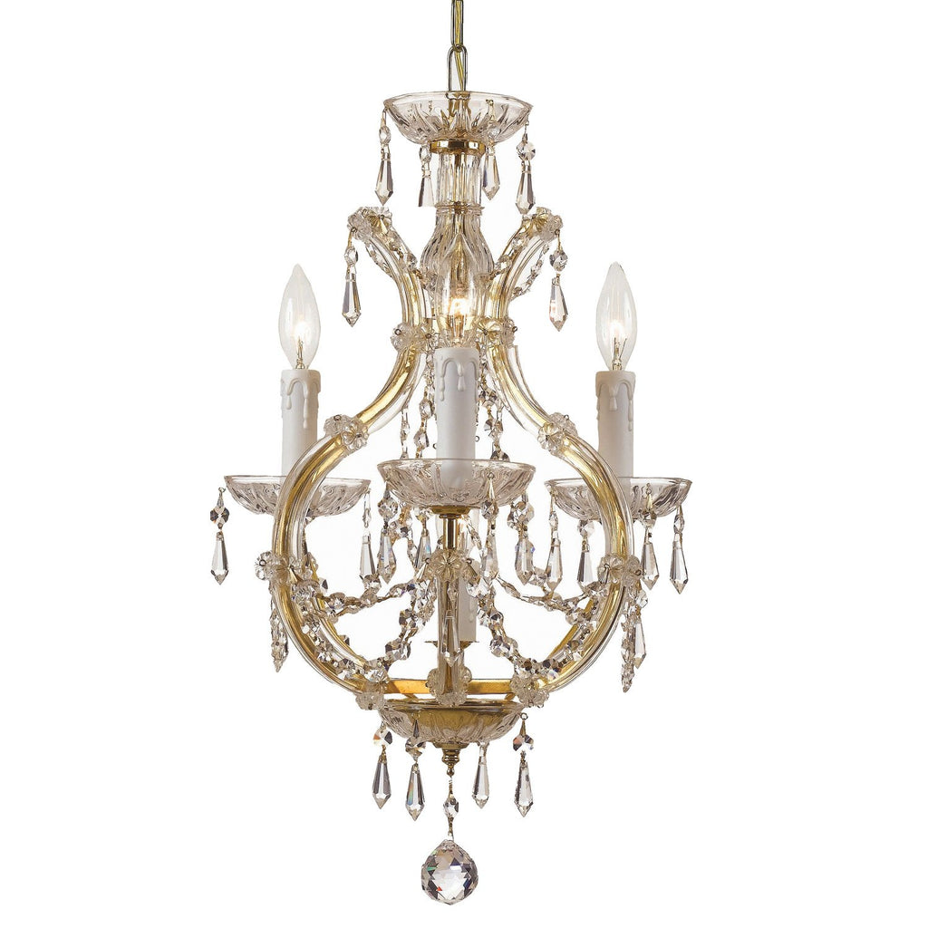 4 Light Gold Crystal Mini Chandelier Draped In Clear Hand Cut Crystal - C193-4473-GD-CL-MWP