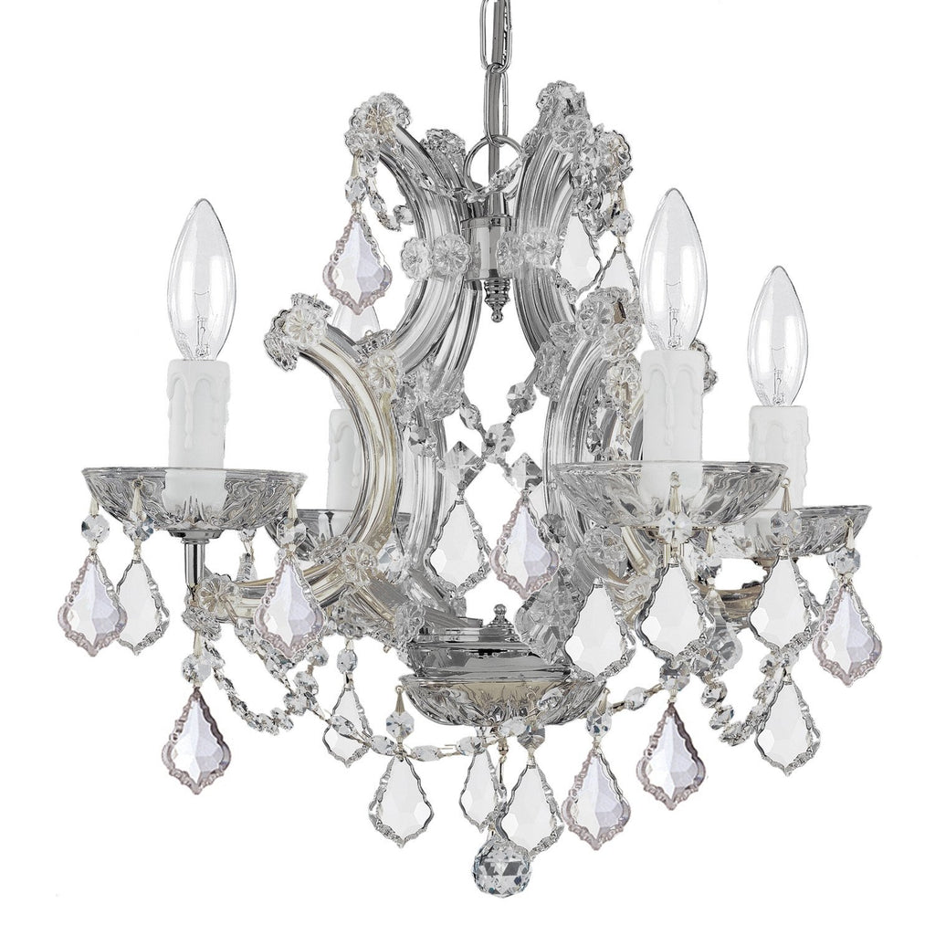 4 Light Polished Chrome Crystal Mini Chandelier Draped In Clear Hand Cut Crystal - C193-4474-CH-CL-MWP