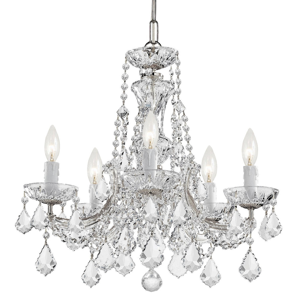5 Light Polished Chrome Crystal Mini Chandelier Draped In Clear Spectra Crystal - C193-4476-CH-CL-SAQ