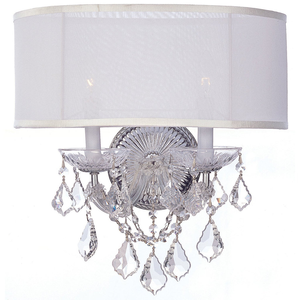 2 Light Polished Chrome Traditional Sconce Draped In Clear Hand Cut Crystal - C193-4482-CH-SMW-CL-MWP