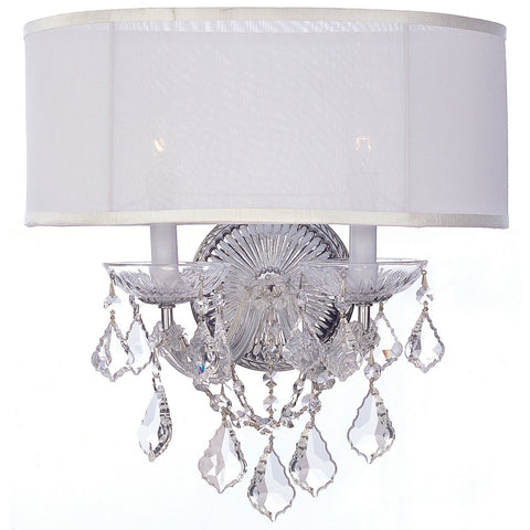 2 Light Polished Chrome Traditional Sconce Draped In Clear Swarovski Strass Crystal - C193-4482-CH-SMW-CL-S