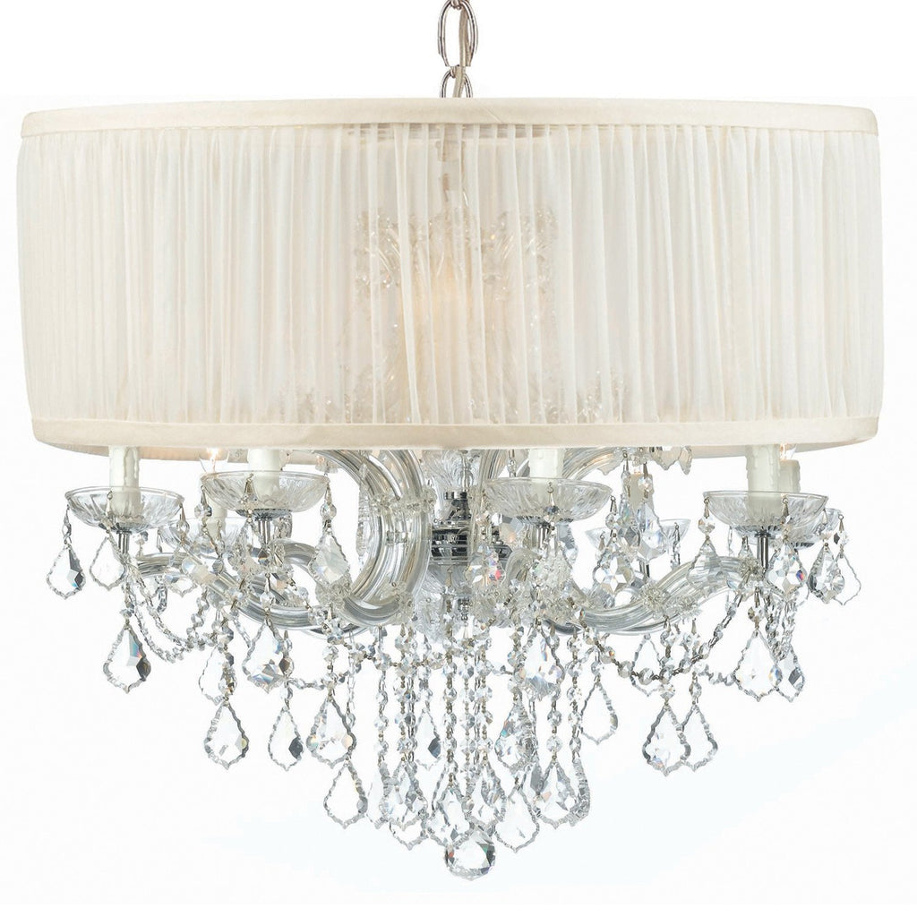 12 Light Polished Chrome Traditional Chandelier Draped In Clear Hand Cut Crystal - C193-4489-CH-SAW-CLM