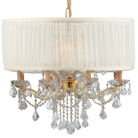 12 Light Gold Traditional Chandelier Draped In Clear Hand Cut Crystal - C193-4489-GD-SAW-CLM