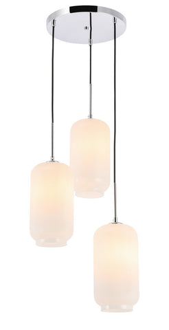 ZC121-LD2279C - Living District: Collier 3 light Chrome and Frosted white glass pendant