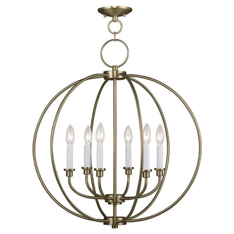 Livex Milania 6 Light Antique Brass Chandelier - C185-4666-01