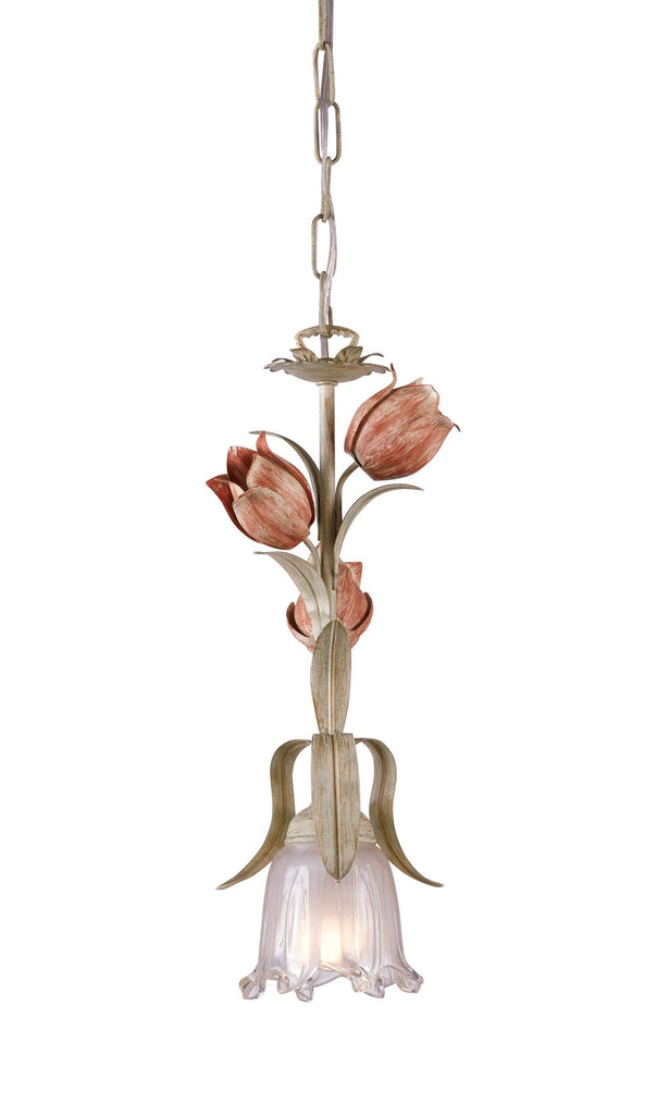 1 Light Sage/Rose Floral Pendant - C193-4821-SR