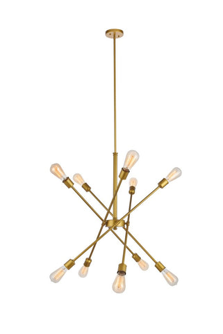 ZC121-LD8019D28BR - Living District: Axel 10 Lights Brass Pendant