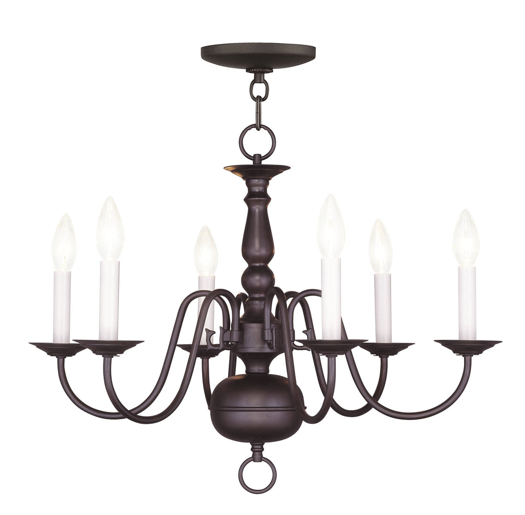 Livex Williamsburgh 6 Light Bronze Chandelier - C185-5006-07