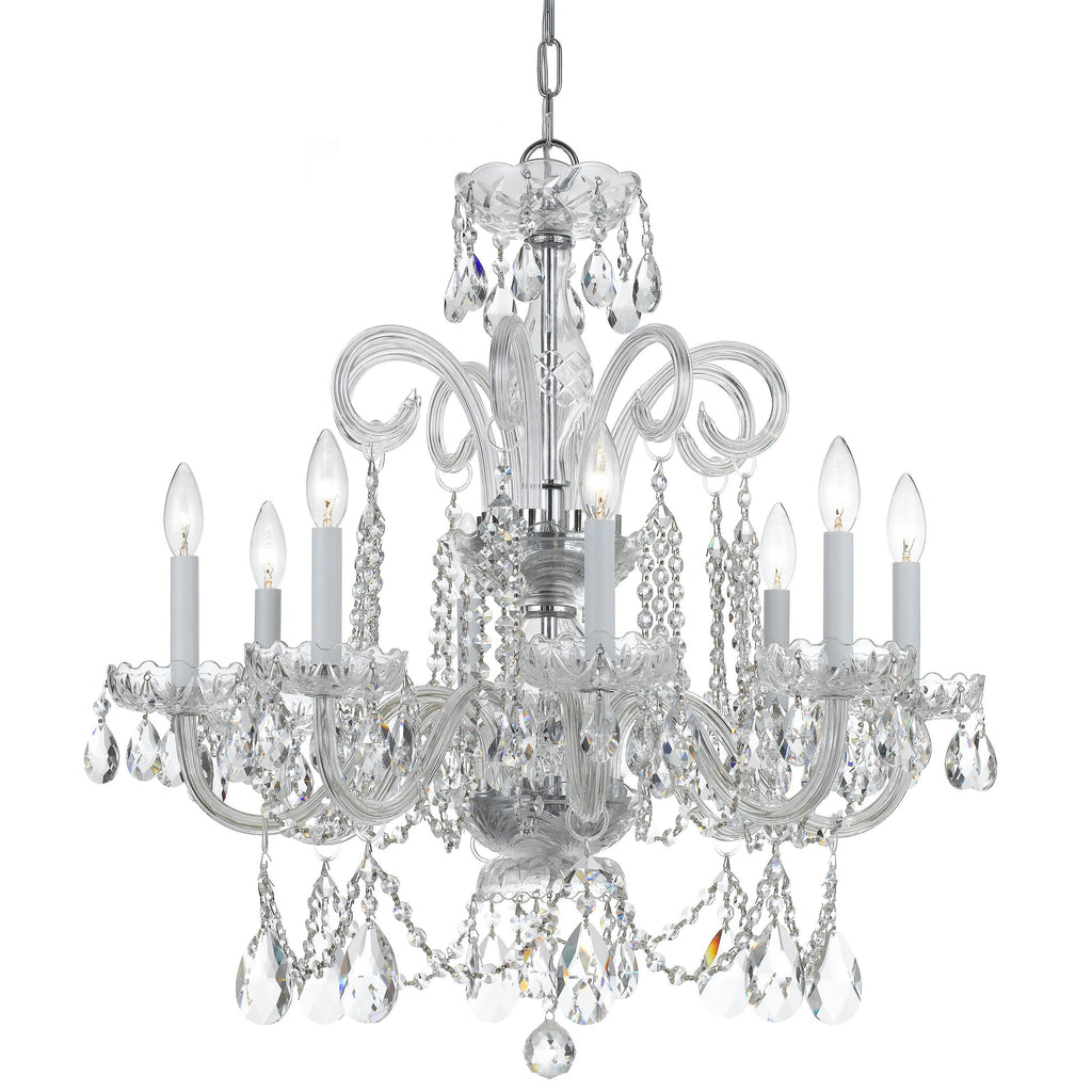 8 Light Polished Chrome Crystal Chandelier Draped In Clear Spectra Crystal - C193-5008-CH-CL-SAQ