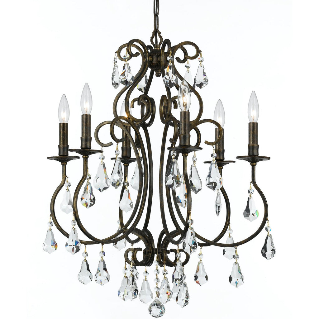 6 Light English Bronze Crystal Chandelier Draped In Clear Hand Cut Crystal - C193-5016-EB-CL-MWP