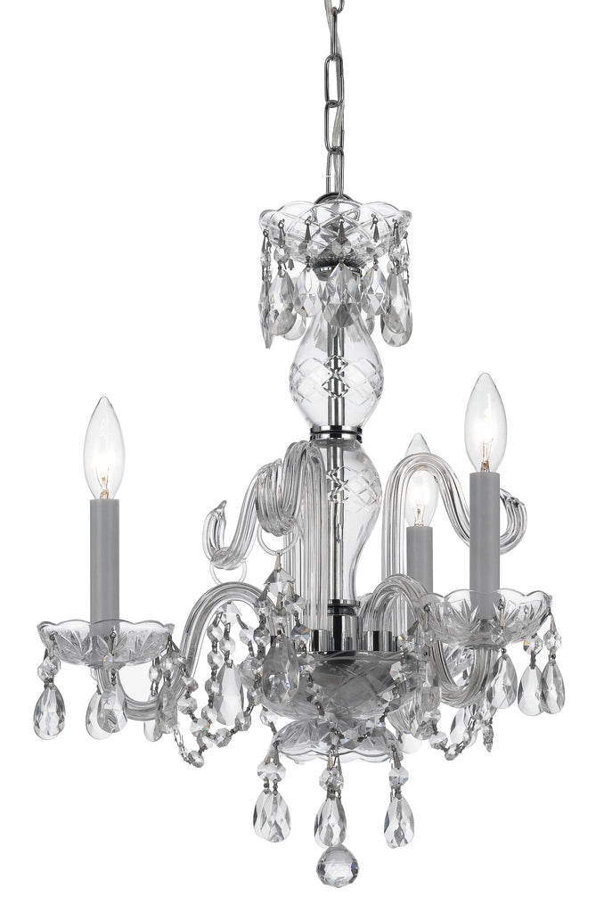 3 Light Polished Chrome Crystal Mini Chandelier Draped In Clear Italian Crystal - C193-5044-CH-CL-I