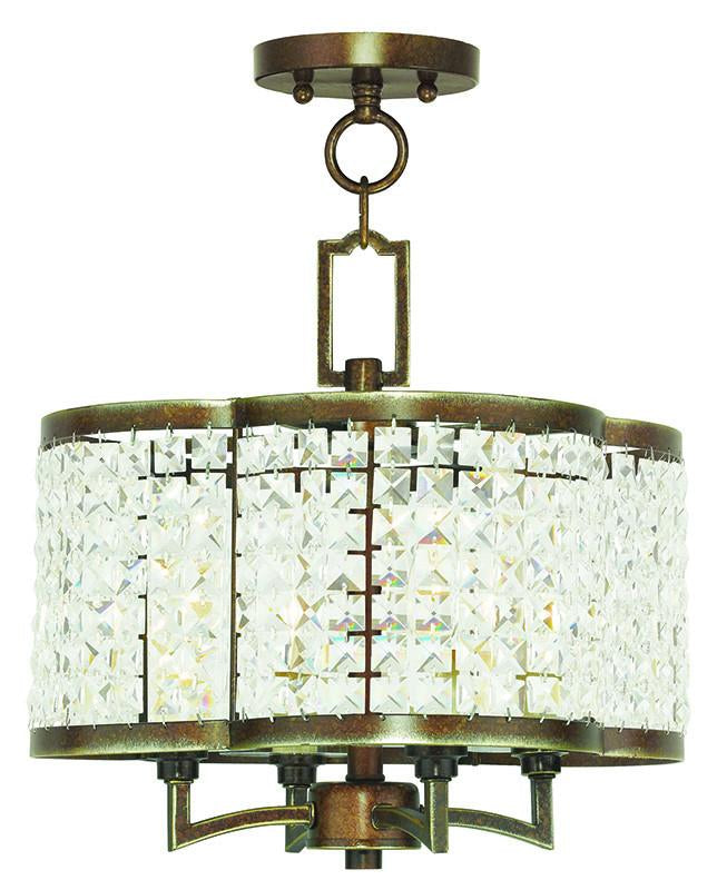 Livex Grammercy 4 Light PBZ Mini Chandelier/Flush Mount - C185-50574-64