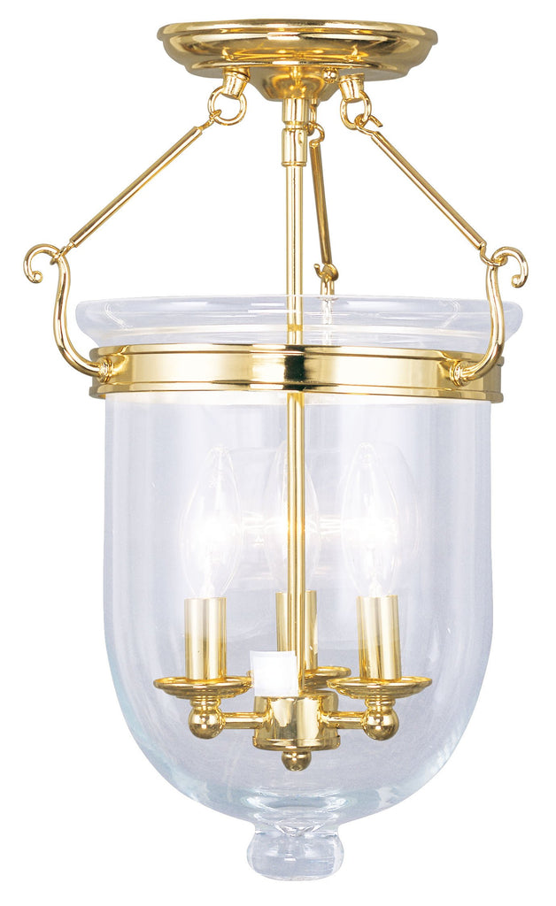 Livex Jefferson 3 Light Polished Brass Ceiling Mount - C185-5062-02