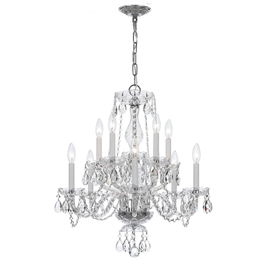 10 Light Polished Chrome Crystal Chandelier Draped In Clear Hand Cut Crystal - C193-5080-CH-CL-MWP