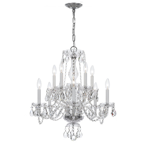 10 Light Polished Chrome Crystal Chandelier Draped In Clear Swarovski Strass Crystal - C193-5080-CH-CL-S