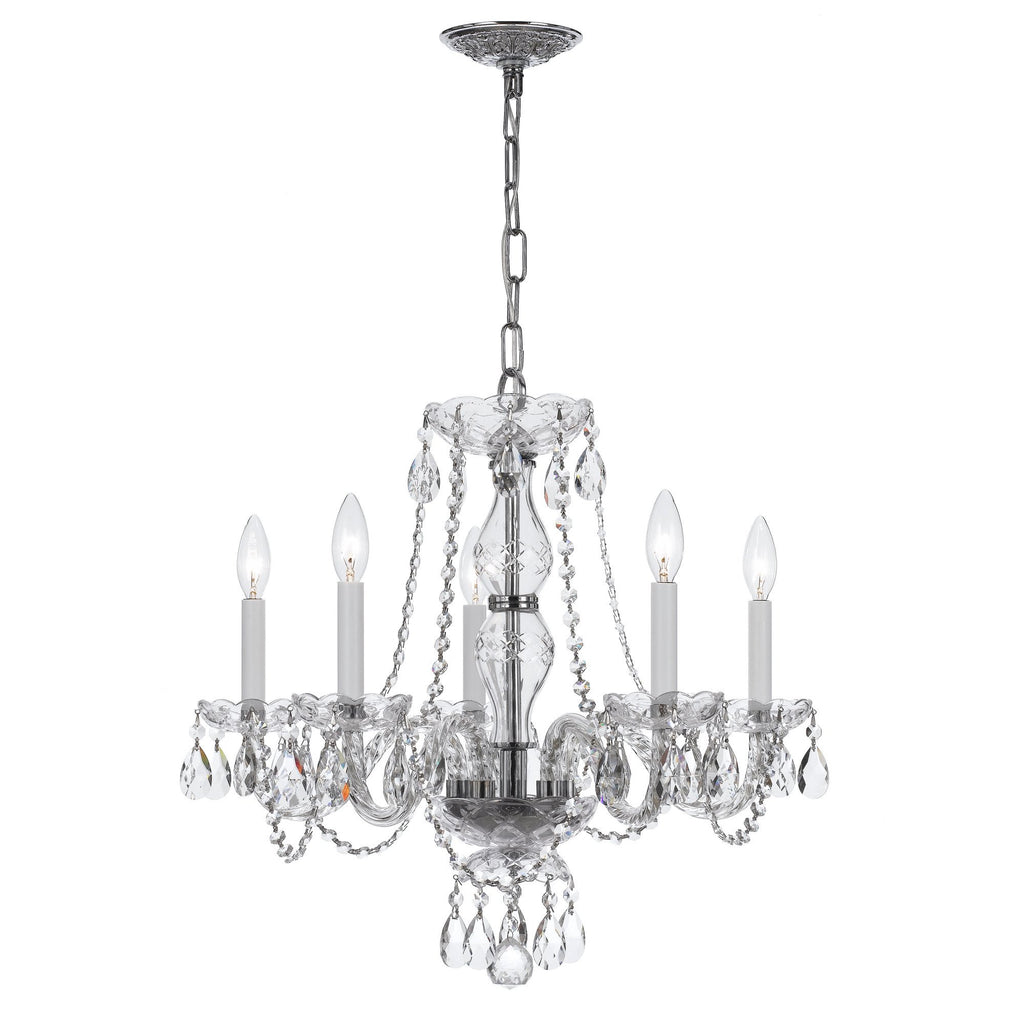 5 Light Polished Chrome Crystal Chandelier Draped In Clear Hand Cut Crystal - C193-5085-CH-CL-MWP