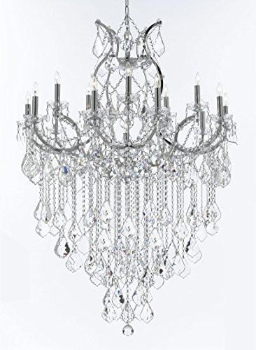 Swarovski Crystal Trimmed Chandelier Maria Theresa Chandelier Lighting Crystal Chandeliers H50 "X W37" Chrome Finish Great For The Dining Room Living Room Family Room Entryway / Foyer - J10-B12/Chrome/26050/15+1Sw