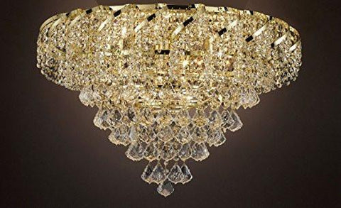 French Empire Empress Crystal(Tm) Flush Chandelier Lighting H 18" W 26" - Cjd-Flush/B7/Cg/2173/26