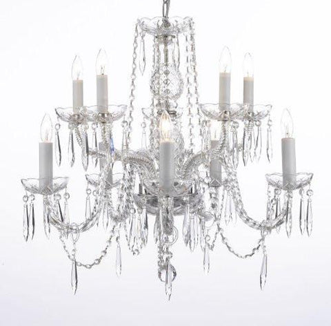 Crystal Icicle Waterfall Chandelier Lighting Dining Room Chandeliers H25" X W24" 10 Lights - G46-B10/1122/5+5