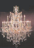 Set of 2-1 Chandelier Crystal Lighting H30" X W28" and 1 Maria Theresa Chandelier Crystal Lighting Chandeliers Dressed with Empress Crystal (Tm) H 50" W 37" - Antique French Gold Color - 21532/12+1 + CG/2232/24+1