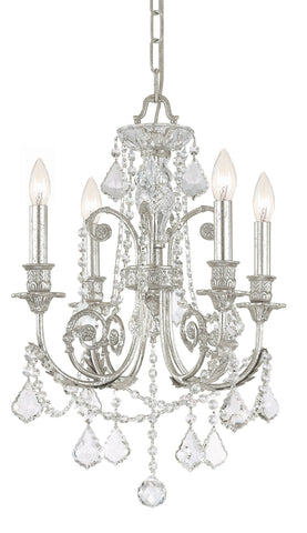 4 Light Olde Silver Crystal Mini Chandelier Draped In Clear Spectra Crystal - C193-5114-OS-CL-SAQ