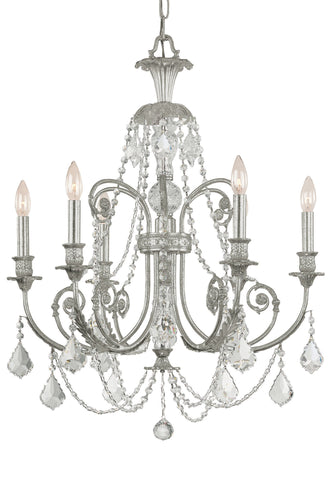 6 Light Olde Silver Crystal Chandelier Draped In Clear Hand Cut Crystal - C193-5116-OS-CL-MWP