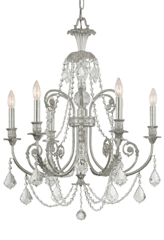 6 Light Olde Silver Crystal Chandelier Draped In Clear Spectra Crystal - C193-5116-OS-CL-SAQ