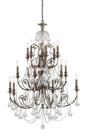 18 Light English Bronze Crystal Chandelier Draped In Clear Swarovski Strass Crystal - C193-5117-EB-CL-S
